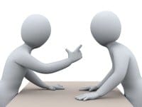 cartoon conflict pointing finger 3d