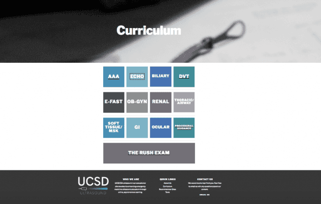 UCSD EM Ultrasound website curriculum