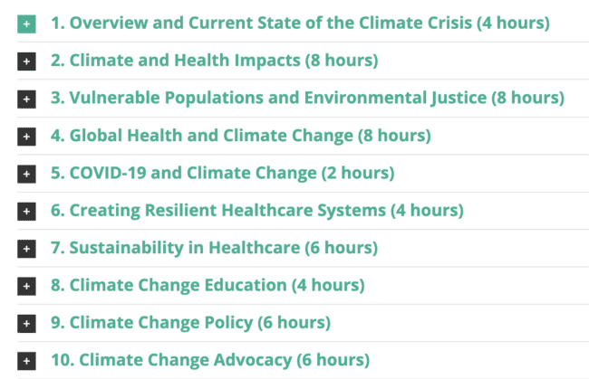 Climate change and emergency medicine 10-module curriclum