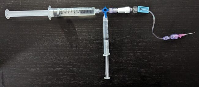 Adenosine flush 2 syringe method