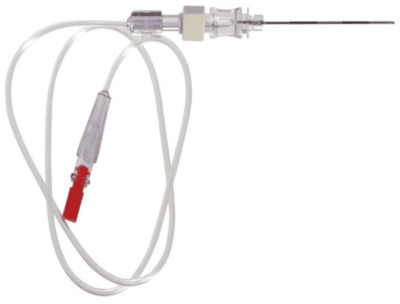 IV and extension tubing attached to needle 