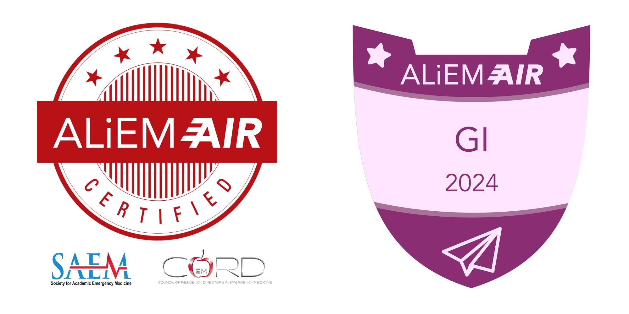 ALiEM AIR Certified seal and GI 2024 module shield badge