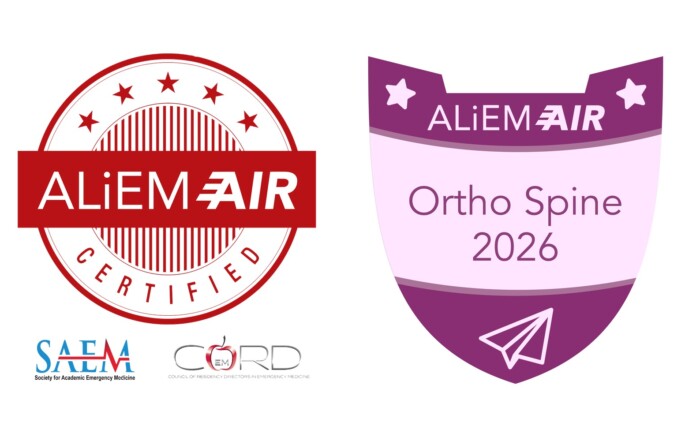 ALiEM AIR Certified seal and Ortho Spine 2026 module shield badge